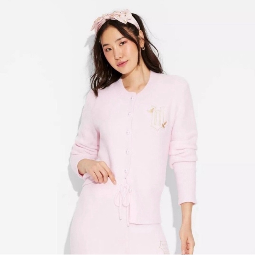 Pink Button-up Wicked Graphic Cardigan